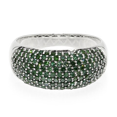 Green Diamond Silver Ring