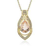 9K AAA Madagascan Morganite Gold Necklace (de Melo)