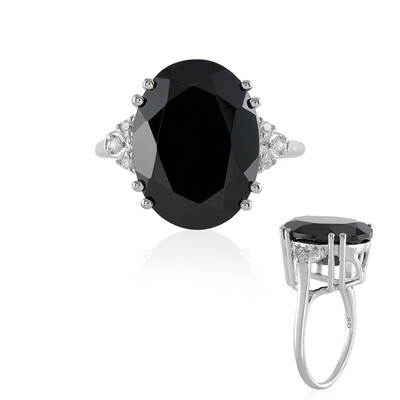 Black Spinel Silver Ring