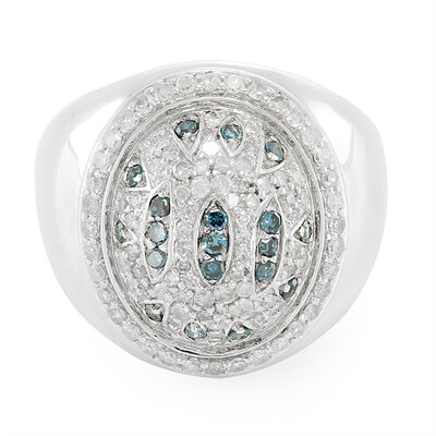 Blue Diamond Silver Ring