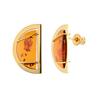 Cognac Baltic Amber Silver Earrings