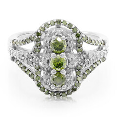 Green Diamond Silver Ring