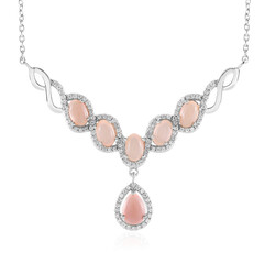 Machu Picchu Pink Opal Silver Necklace