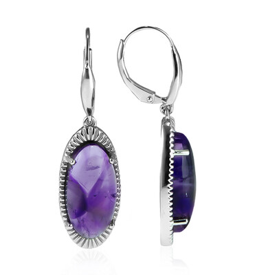 Chevron Amethyst Silver Earrings