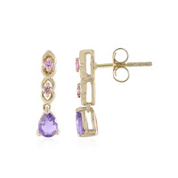 9K Unheated Ceylon Purple Sapphire Gold Earrings