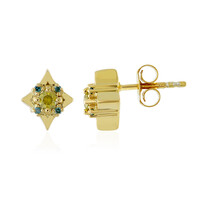 I3 Yellow Diamond Silver Earrings