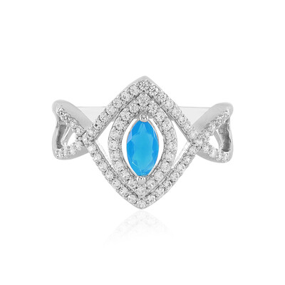 Blue Ethiopian Opal Silver Ring