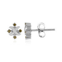 I2 Yellow Diamond Silver Earrings