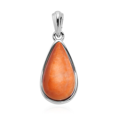 Orange Spiny Oyster Shell Silver Pendant