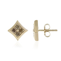 9K I3 Champagne Diamond Gold Earrings (de Melo)