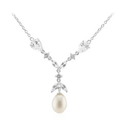 White Freshwater Pearl Silver Necklace