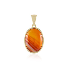 Orange Banded Agate Silver Pendant