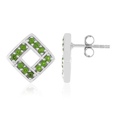 Russian Diopside Silver Earrings