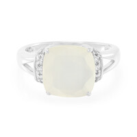 White Moonstone Silver Ring