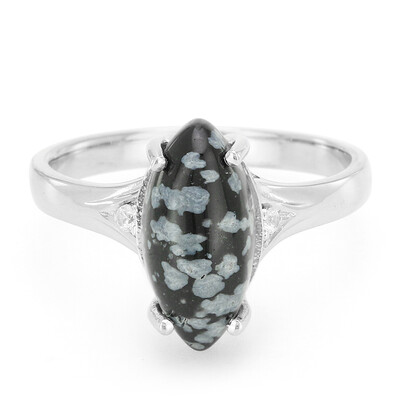 Snowflake Obsidian Silver Ring