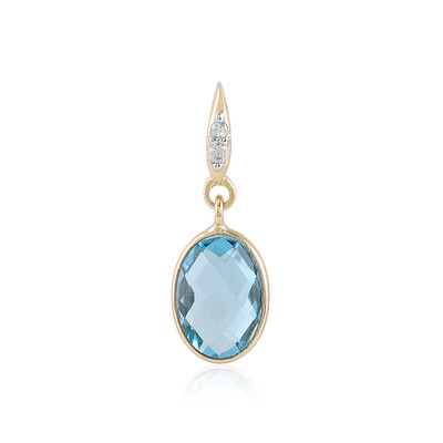 9K Swiss Blue Topaz Gold Pendant