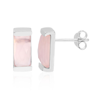 Pink Chalcedony Silver Earrings