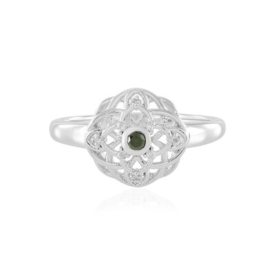 I2 Green Diamond Silver Ring