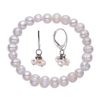 White Freshwater Pearl Silver Set