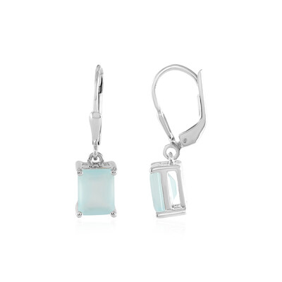 Aqua Chalcedony Silver Earrings