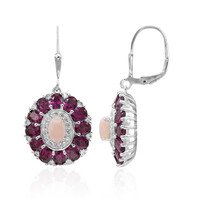 Pink Opal Silver Earrings