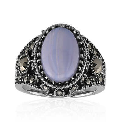 Blue Lace Agate Silver Ring (Annette classic)