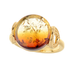 Sunrise Baltic Amber Silver Ring