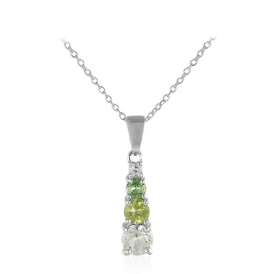 Green Amethyst Silver Necklace