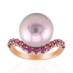 Purple Ming Pearl Silver Ring