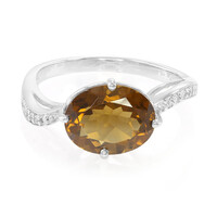 Cognac Quartz Silver Ring