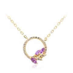 Unheated Ceylon Purple Sapphire Silver Necklace