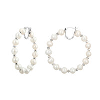 White Freshwater Pearl Silver Earrings