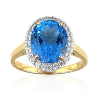 9K Swiss Blue Topaz Gold Ring (Adela Gold)