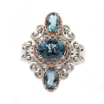 Caribbean Teal Fluorite Silver Ring (Dallas Prince Designs)