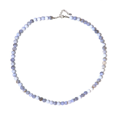 Blue Lace Agate Silver Necklace