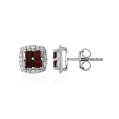 Red Garnet Silver Earrings