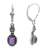 Zambian Amethyst Silver Earrings (Desert Chic)