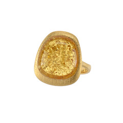 Cognac Baltic Amber Silver Ring