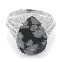 Snowflake Obsidian Silver Ring