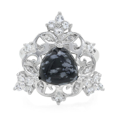 Snowflake Obsidian Silver Ring