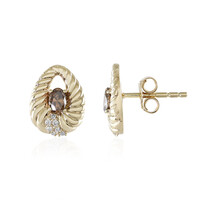 9K I2 Champagne Diamond Gold Earrings (de Melo)