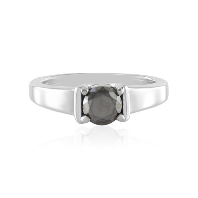 Black Diamond Silver Ring