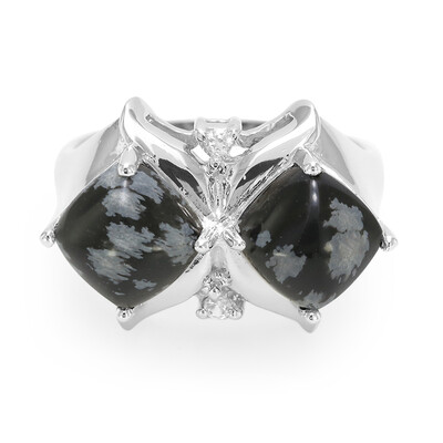 Snowflake Obsidian Silver Ring