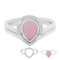 Pink Jade Silver Ring