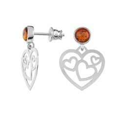 Cognac Baltic Amber Silver Earrings