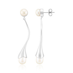 White Freshwater Pearl Silver Earrings (Michelle Albala)