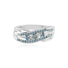 I2 Blue Diamond Silver Ring