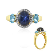 Blue Star Sapphire Silver Ring