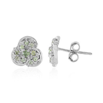 Green Sapphire Silver Earrings