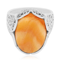 Orange Spiny Oyster Shell Silver Ring